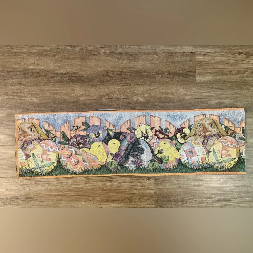 Lillian Vernon‎ Easter Tapestry Table Runner Rabbits 70